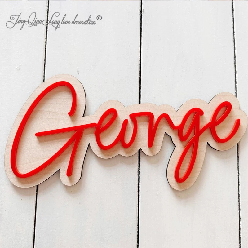 Custom Name  Wooden Double Layered Personalised Name Wood Sign Children’s Door Plaque Nursery Playroom Kids Rainbow