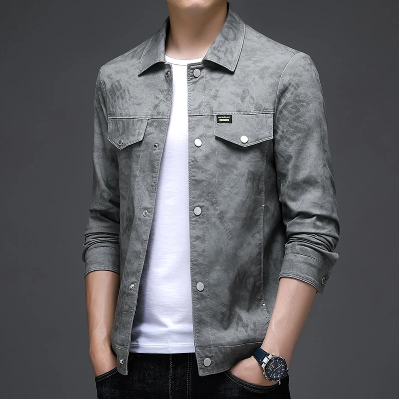 

Spring Autumn Men's Jacket Printed Flower Lapel Slim Fit Thin Casual Trendy High Quality comfortable casual workwear