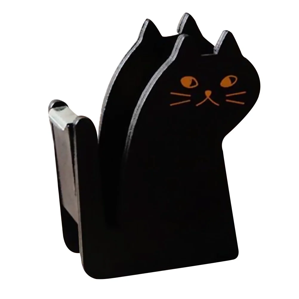 Vintage Decor Cat Tape Holder Retro Style Portable Lovely Desktop Adorable Black Decorative for Office Wooden Stand