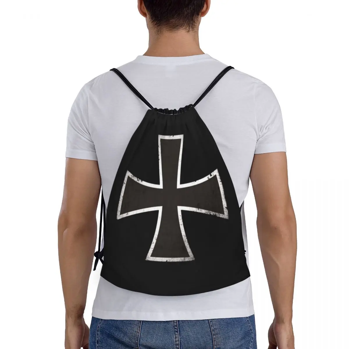 

German Iron Cross Backpacks Casual Drawstring Bags Sports Bag Book Bags for Man Woman School