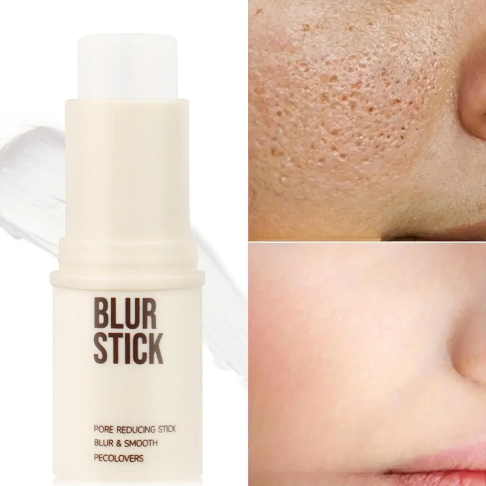 1pc finition impeccable pores invisibles apprêt pour le visage-fond de teint en bâton de finition mate longue durée et contrôle de l'huile, Texture lisse