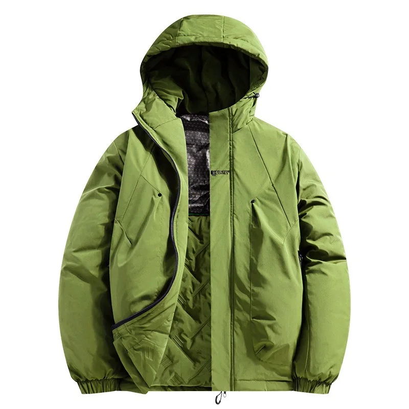 

Men's Winter Warm Parkas Cotton Padded Thick Thermal Overcoat Hooded Windproof Outdoor Jacket Outerwear For Male