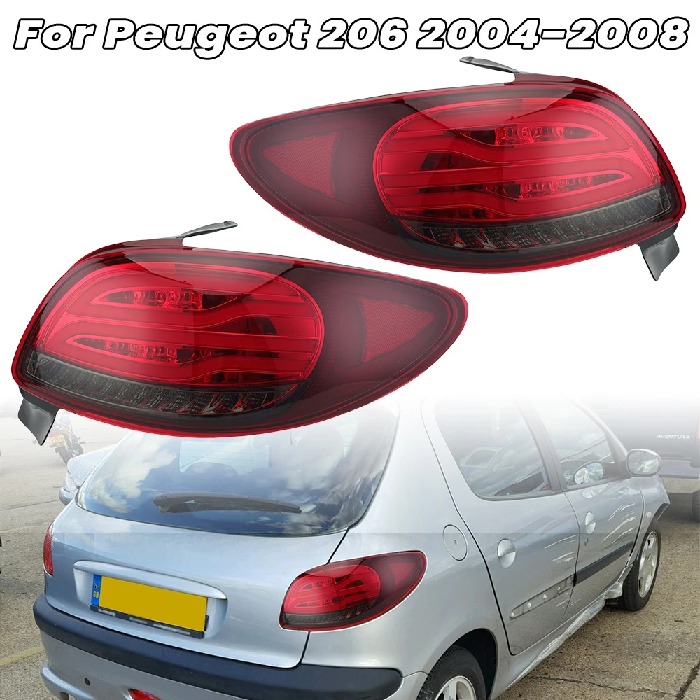 プジョー206,206cc,2004-2008用の赤色LEDテールライト,ダイナミックLED