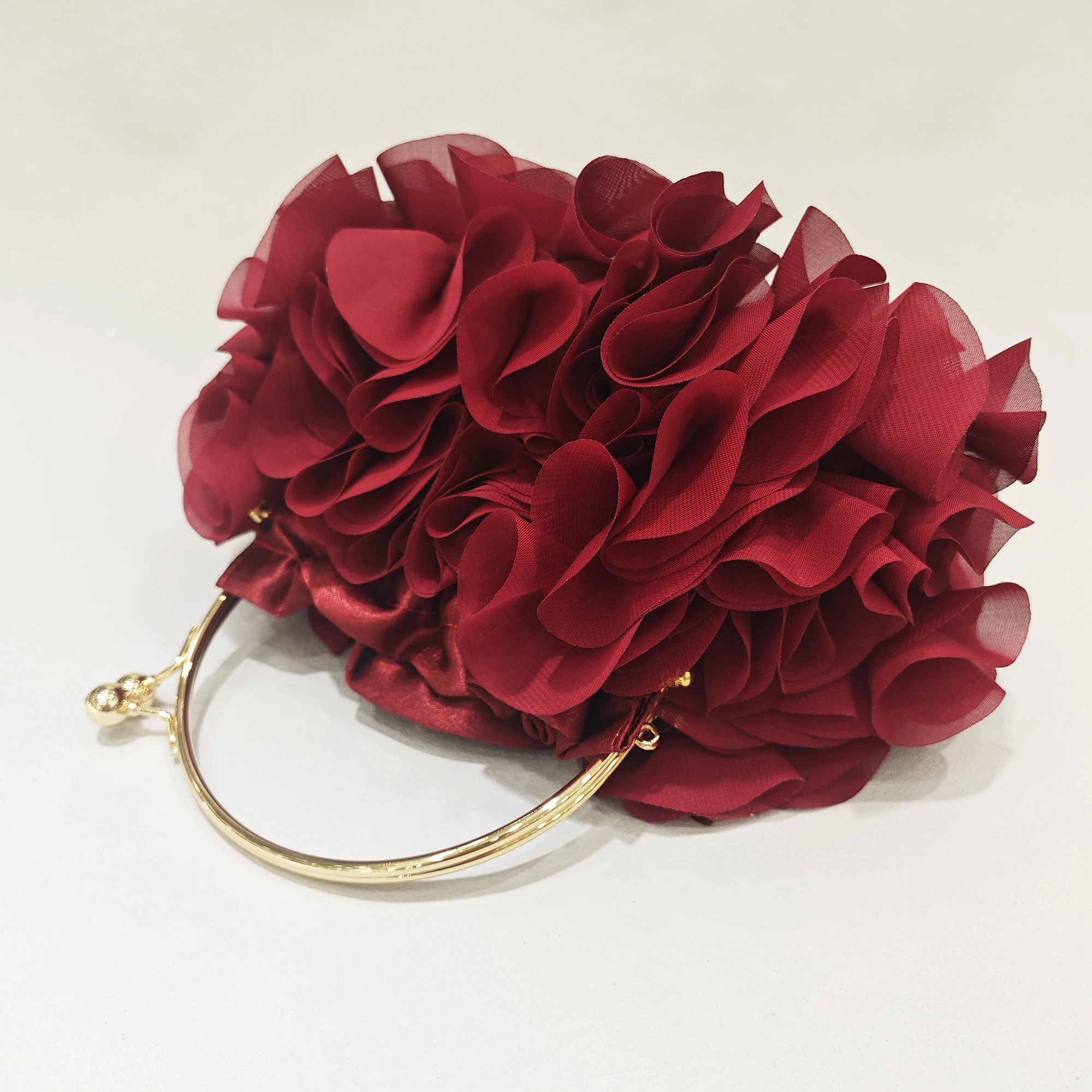 Red/White Bridal Flower Evening Clutch Bag Fashion Satin Floral Wedding Party Purses Small Shoulder Handbags Designer Women Bags