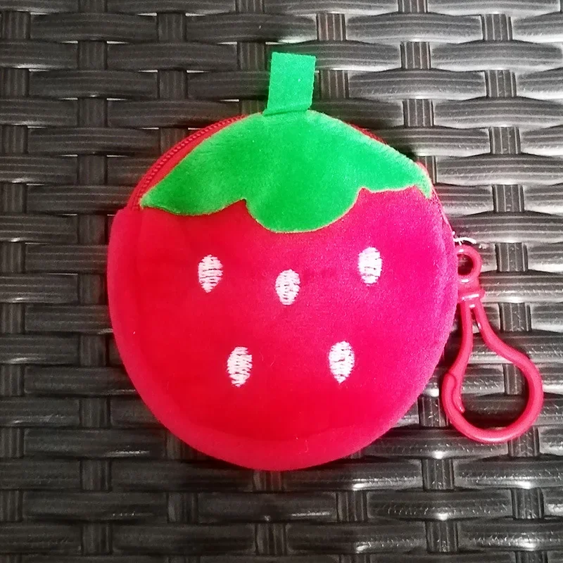 1Pc Cute Fruit Shape Plush Coin Purse Watermelon Pineapple Orange Strawberry Purse Bag Keychain Pocket Kid's Coin Pouch Wallet