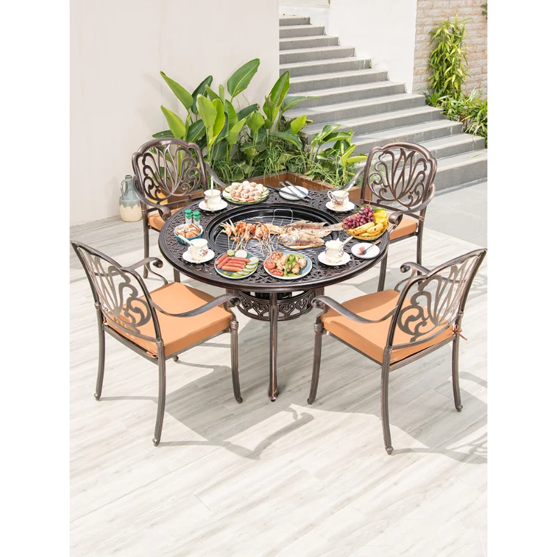 The product can be customized.Outdoor barbecue table and chairs courtyard garden outdoor casual dining table home yard c