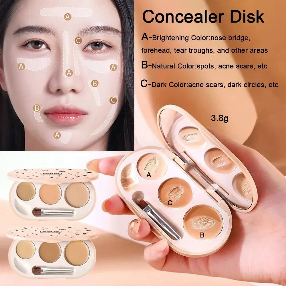 

Waterproof Freckles Cover Concealer Embellish Skin Tone Acne Marks Concealer Disk with Mirror Long-lasting Dark Circles