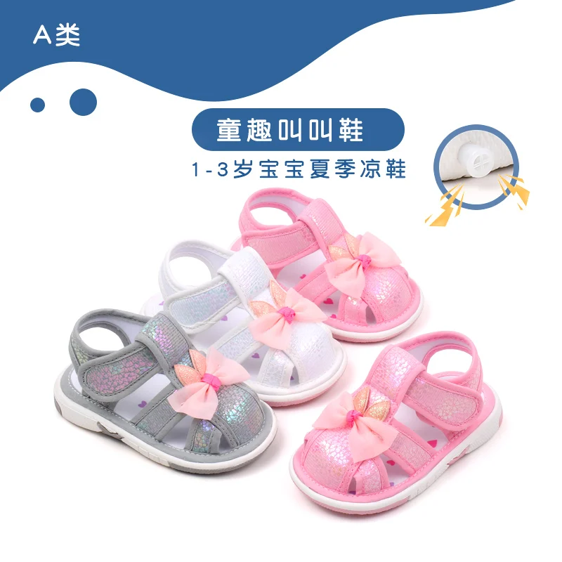 Baby Squeaky Shoes Summer Sandal High Quality Funny Toddler Sound Prewalking Sneaker Cute Butterfly-Bowknot for Kid Girls MY2401