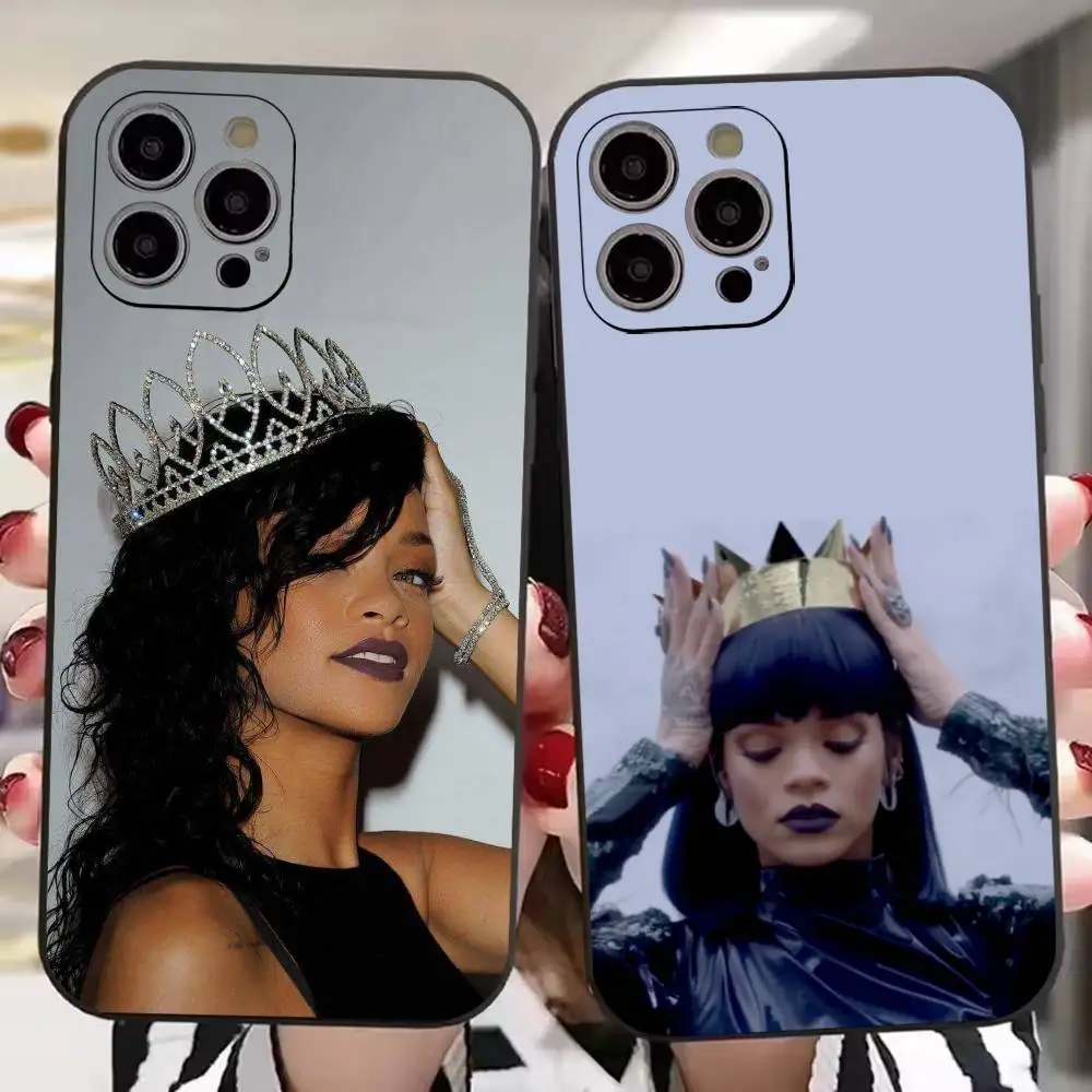 

Hot singer R-Rihannas Fashion Phone Case For iPhone 17,16,15,14,13,12,11 Plus,Pro Max,XS,Soft Silicone Black Cover