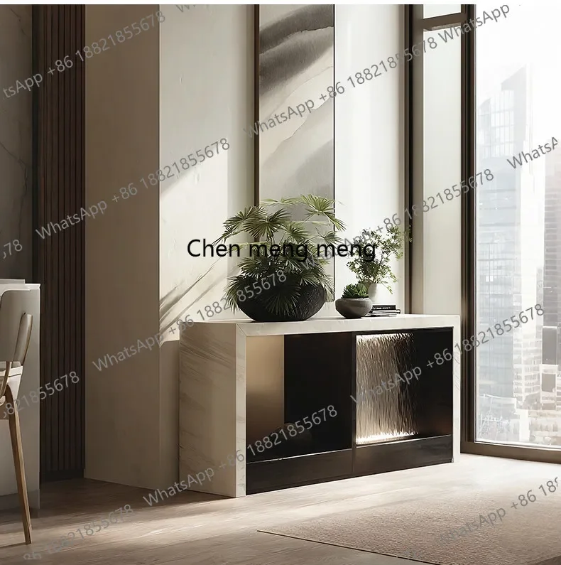 A55 Modern simple water feature decoration, entrance cabinet floor tank with lamp, running water flower box for home use