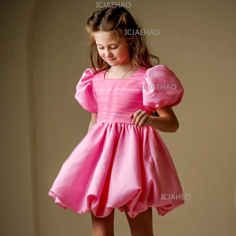 

2026 Kids Princess Dress Girl Formal Pageant Gown Flower Girl Children Costume Puff Sleeve New Tutu Skirt First Birthday Baby