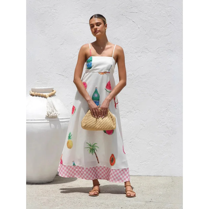 

2025 New Casual Strap Off-Shoulder Vacation Style Flared Women's Dress C001