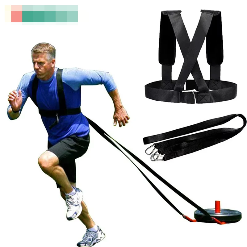 Arnés de trineo para entrenamiento, entrenador de resistencia y asistencia, Kit de cuerda de resistencia para entrenamiento físico, mejora la velocidad, la resistencia y la fuerza