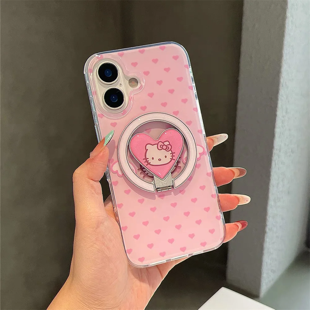 

Korean INS Simple Lovely Anti-fall Cover Phone Case For iPhone 16 15 14 13 Pro Max Cover Stylish HelloKitty Shockproof Fundas