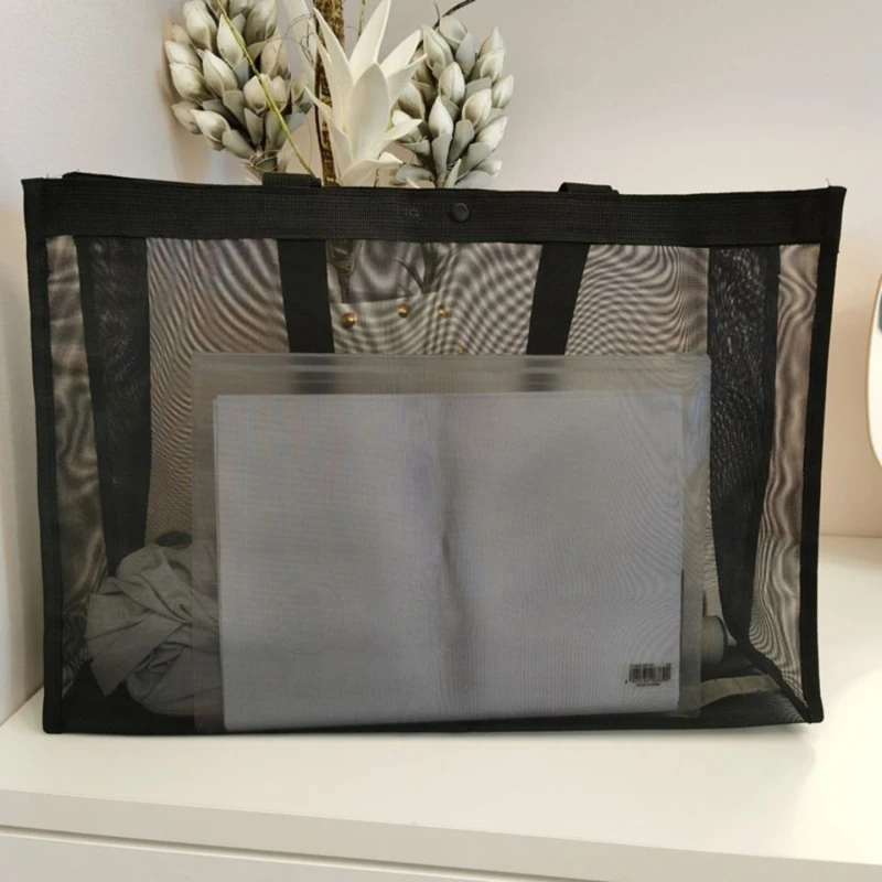 Mesh Shopping Bag Transparent Large Capacity One Shoulder Handbag Breathable Practical Durable Beach Travel Storage Bags