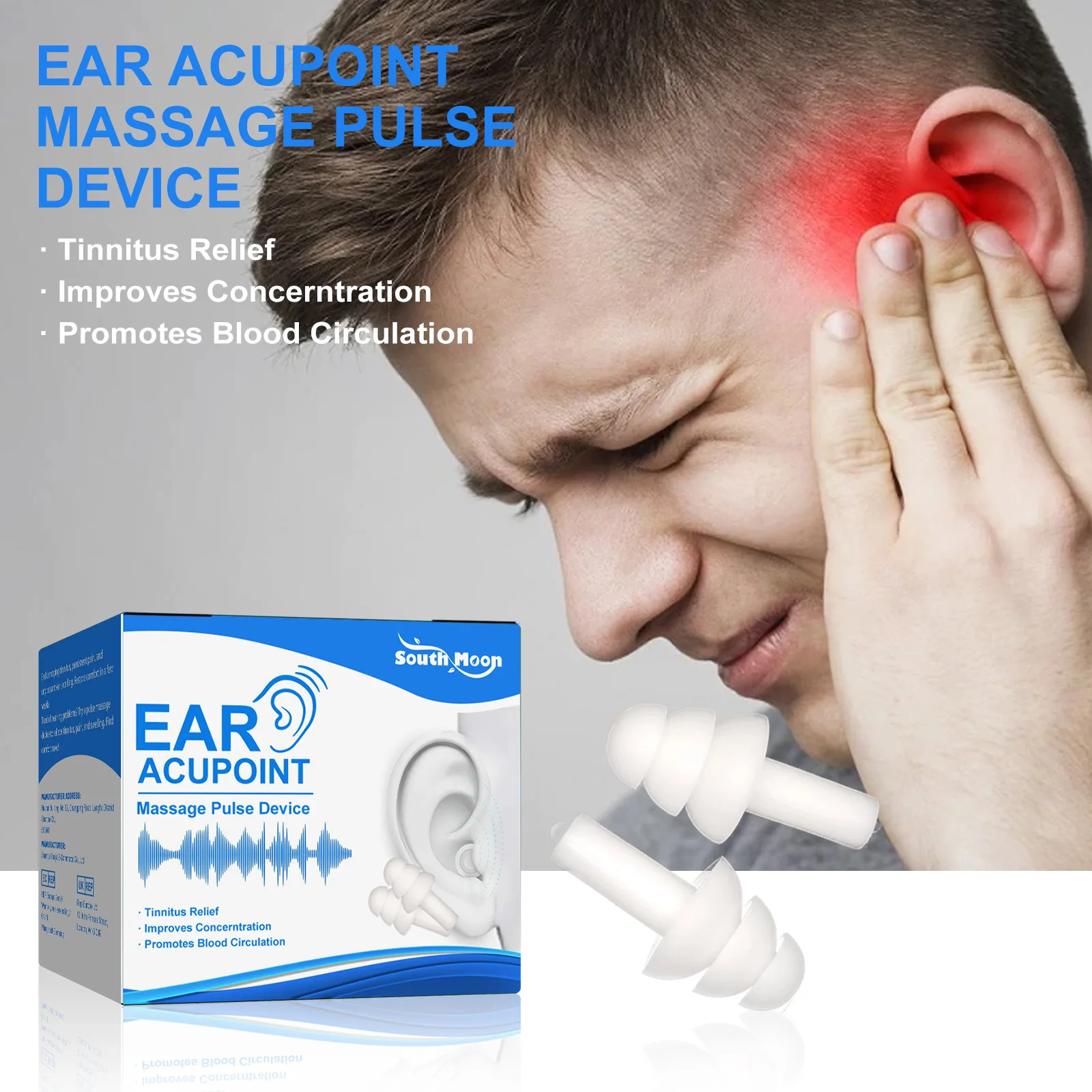 Tinnitus Relief Stopper Treatment Deafness Earache Itching Improve Listening Clean Ear Canal Blockage Ear Acupoint Massage Care