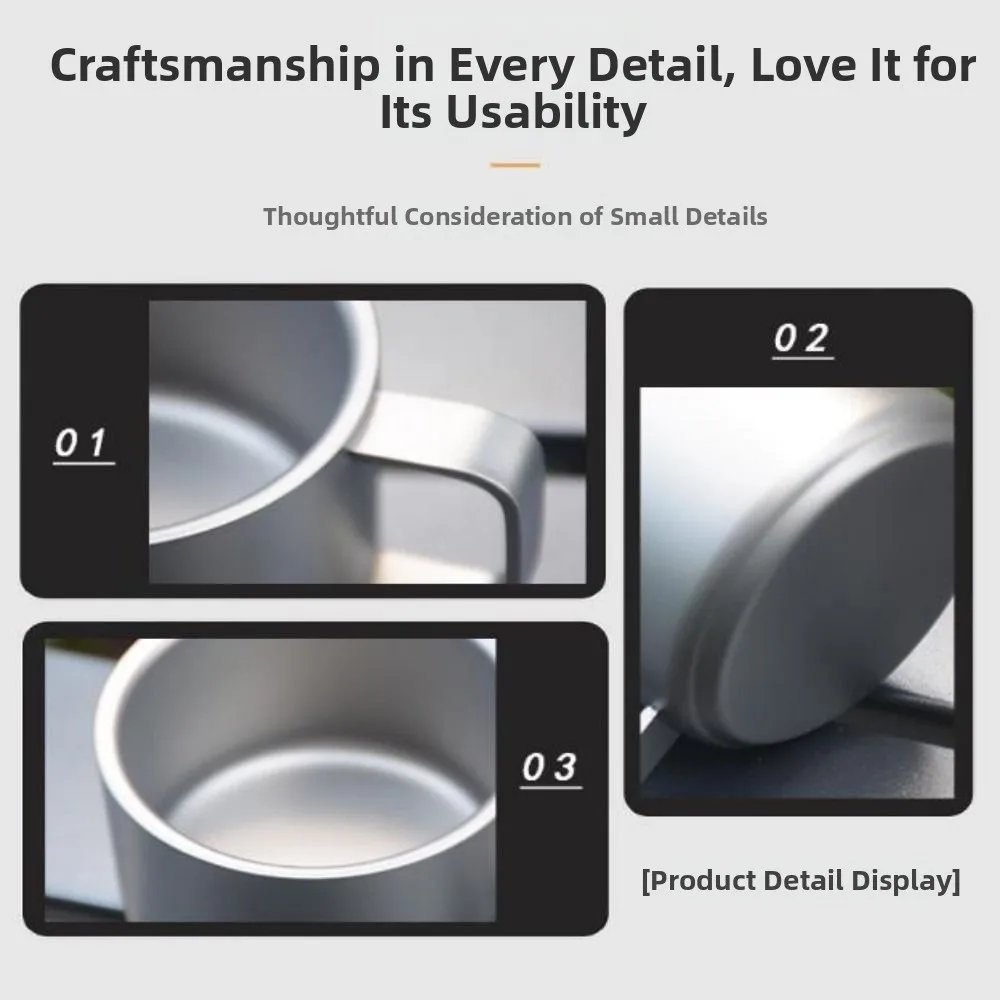 2pcs New Small Size Coffee Cup Double Layer Multistyles Titanium Alloy Cup Outdoor Camping Tableware