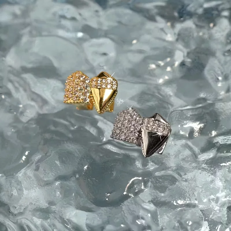 قطعة واحدة من مجوهرات الهيب هوب جريلز للرجال - مجوهرات زركونيا صناعية نحاسية واحدة مع بيان للحفلات والملابس غير الرسمية