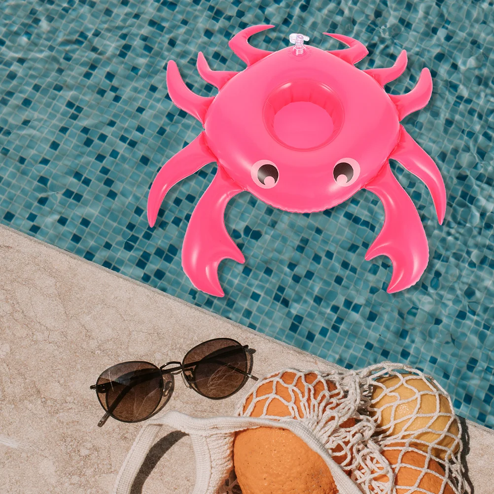 2 Stuks Drijvende Bekerhouder Krab Vorm Kleurrijke Opblaasbare Zwembad Cup Coaster Pool Party Drink Float Drijvende Bekerhouders