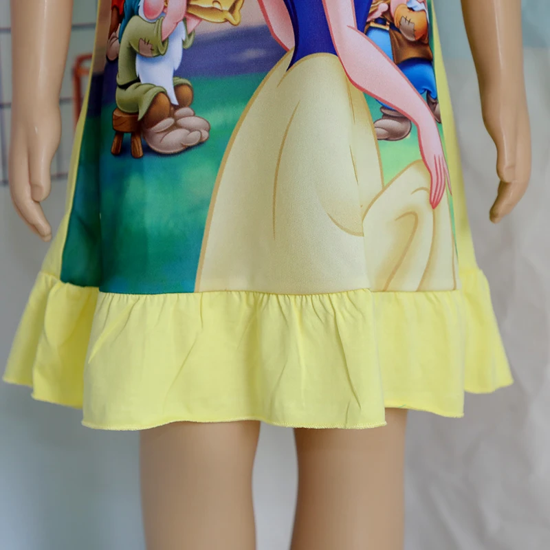 Snow White Anna Elsa Mermaid Dress Girls Nightdress Clothes Summer Cartoon Nightgown Children Clothing Short Sleeve Pajamas