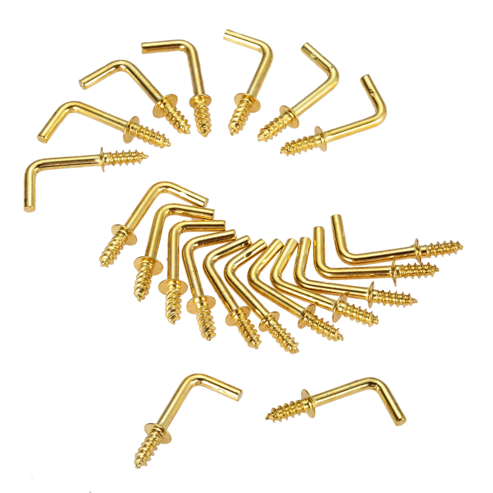 100 Pcs 5/8 Inch L Shape Self-Tapping Screws Hook Wall Hanging Copper Plated Right-Angle Hook 7 Shape Screw Hook for DIY Craft