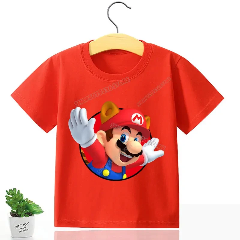 Marios Bros Baby Cotton T Shirt Super Marios Peach Princess Girl T-Shirt Cartoon Anime Toddler Tees top Summer Kids Clothes