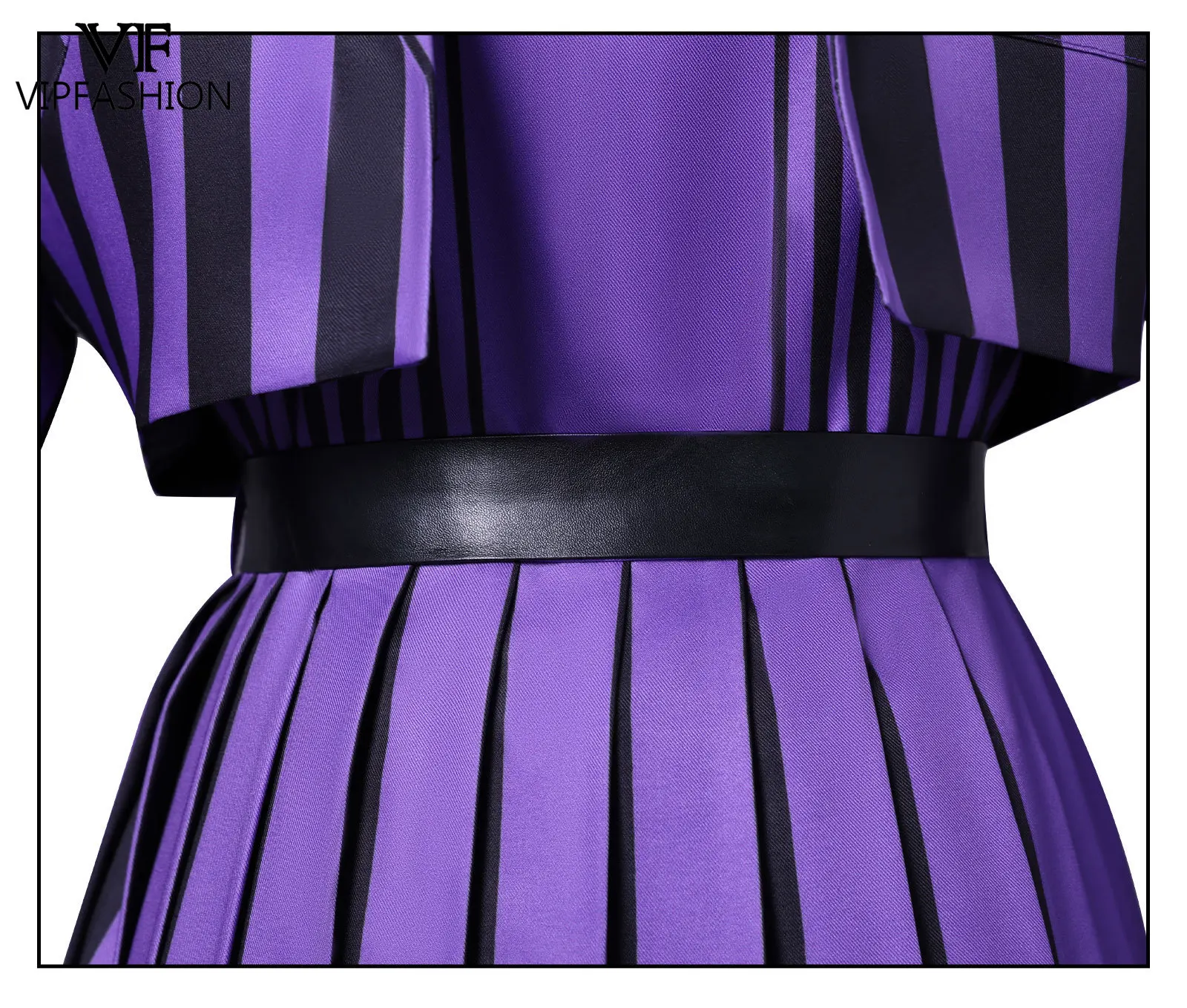 VIP FASHION Halloween الأم Daughter Enid Sinclair ‌   أزياء تنكرية للنساء سترة مخططة أرجوانية فستان مناسب للحفلات للفتيات