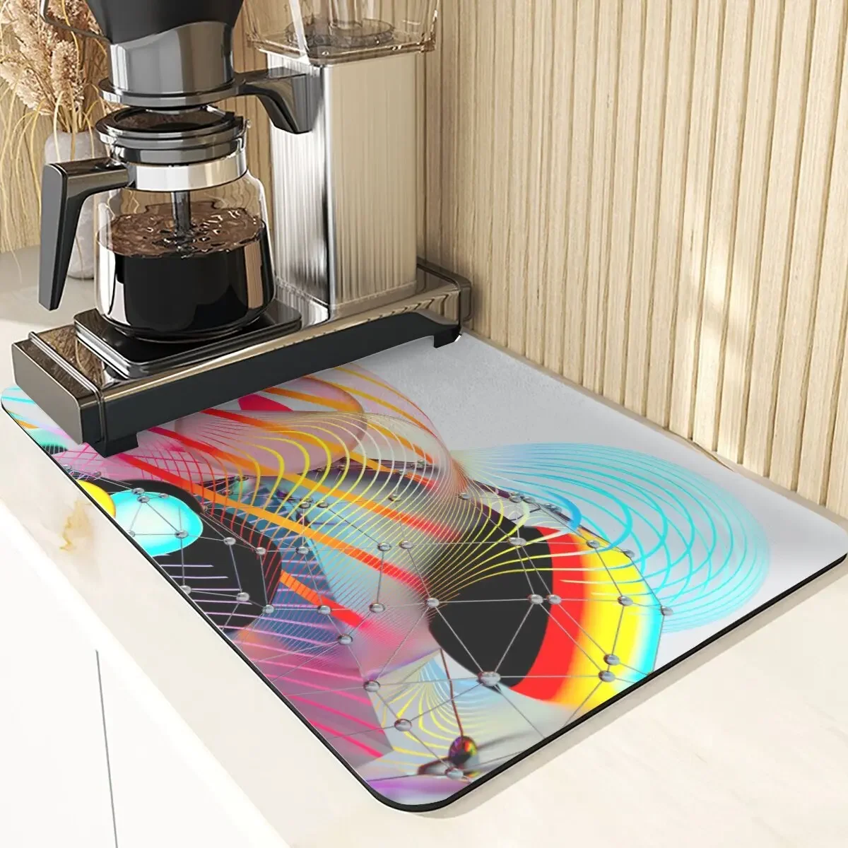 3D Style Kitchen Diatomaceous Earth Mat Geometry Pattern Home Decoration Diatomite Absorbent Drying Mat For Kitchens Placemat