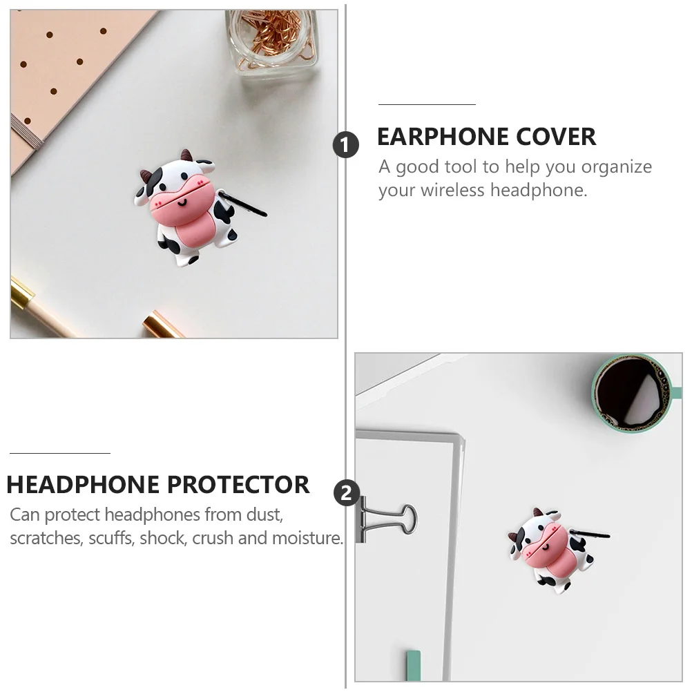 

1Pcs Cow Headphone Cover Premium Silicone Cartoon Protective Case Portable Wireless Earphone Holder Scratch Shock