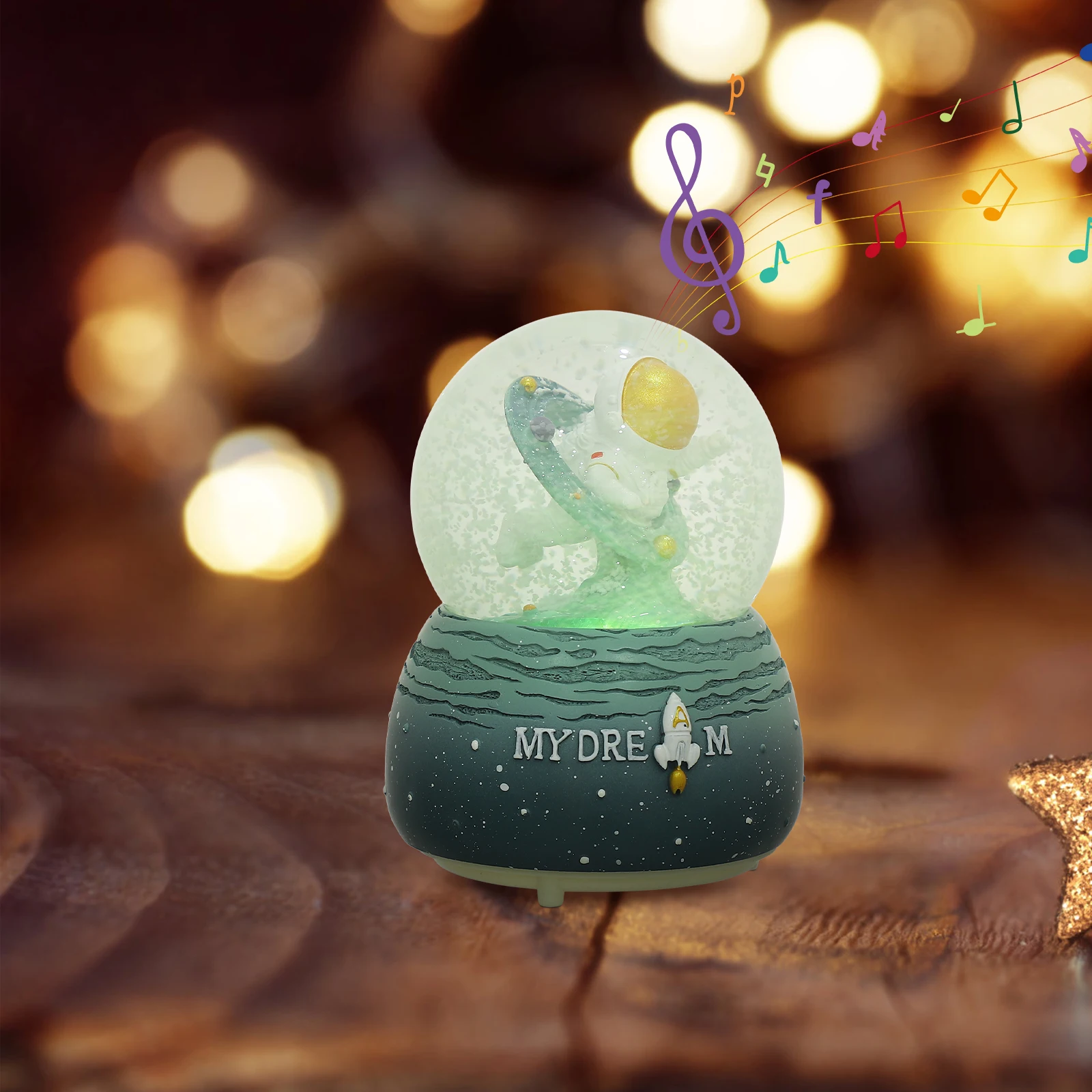 

Crystal Ball Musical nament Snow Globe Festival Gift Synthetic Resin Space Man Figurines Festival Gift Home Decor