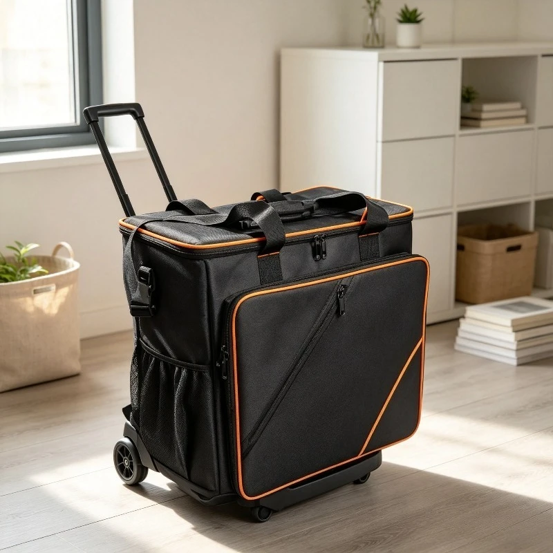 Desktop PC Rolling Storage Bag, Shockproof Computer Tower Travel Case with Handle, Portable Monitor Suitcase for Gaming Gear.