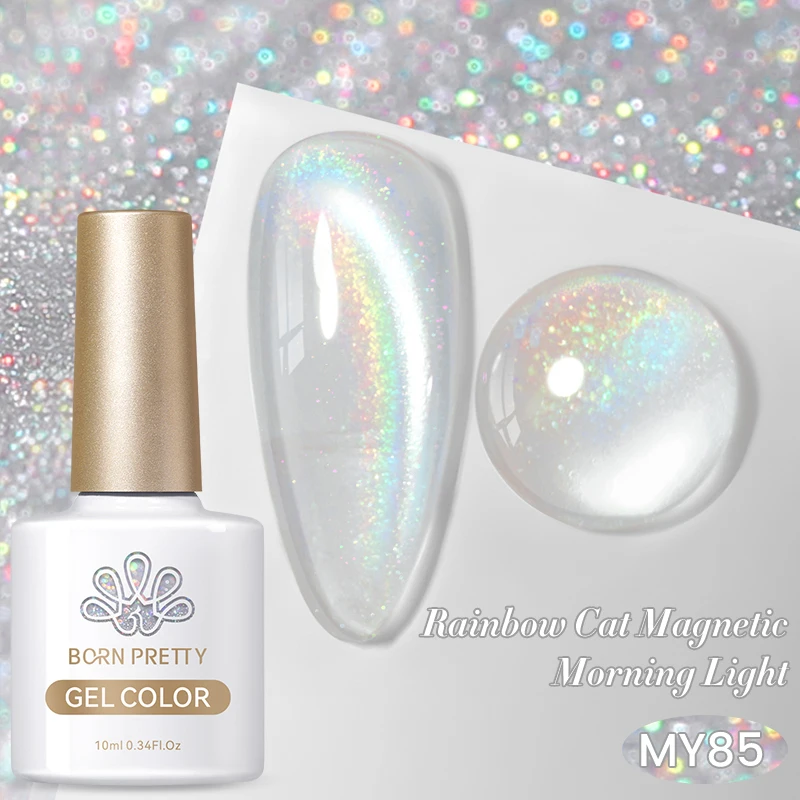 BORN PRETTY 10ml Purple Sparkling Glitter Cat Magnetic Gel Nail Polish Semi Permanent Soak Off UV LED Varnish
