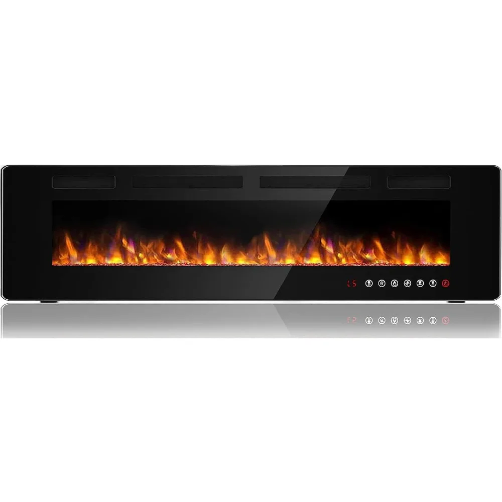 

72 Inch Ultra-thin Silent Linear Electric Fireplace, Embedded Wall Mounted Fireplace, 12 Adjustable Flame Colors and Speeds