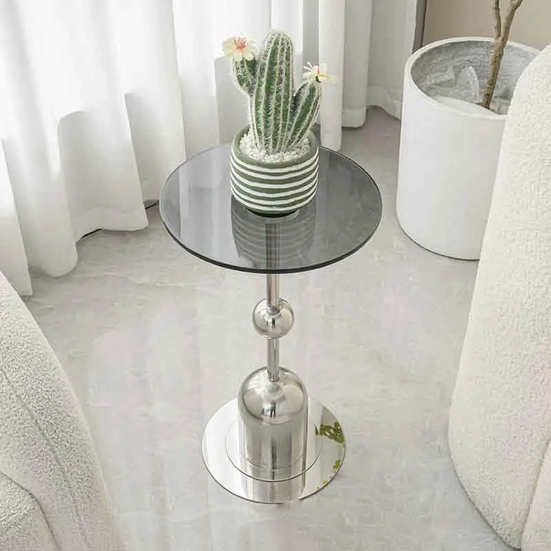 

Stainless Steel Tea Table,Creative Glass Coffee Table,Living Room Side Table,Round Storage Table,Nordic Furniture,Customized