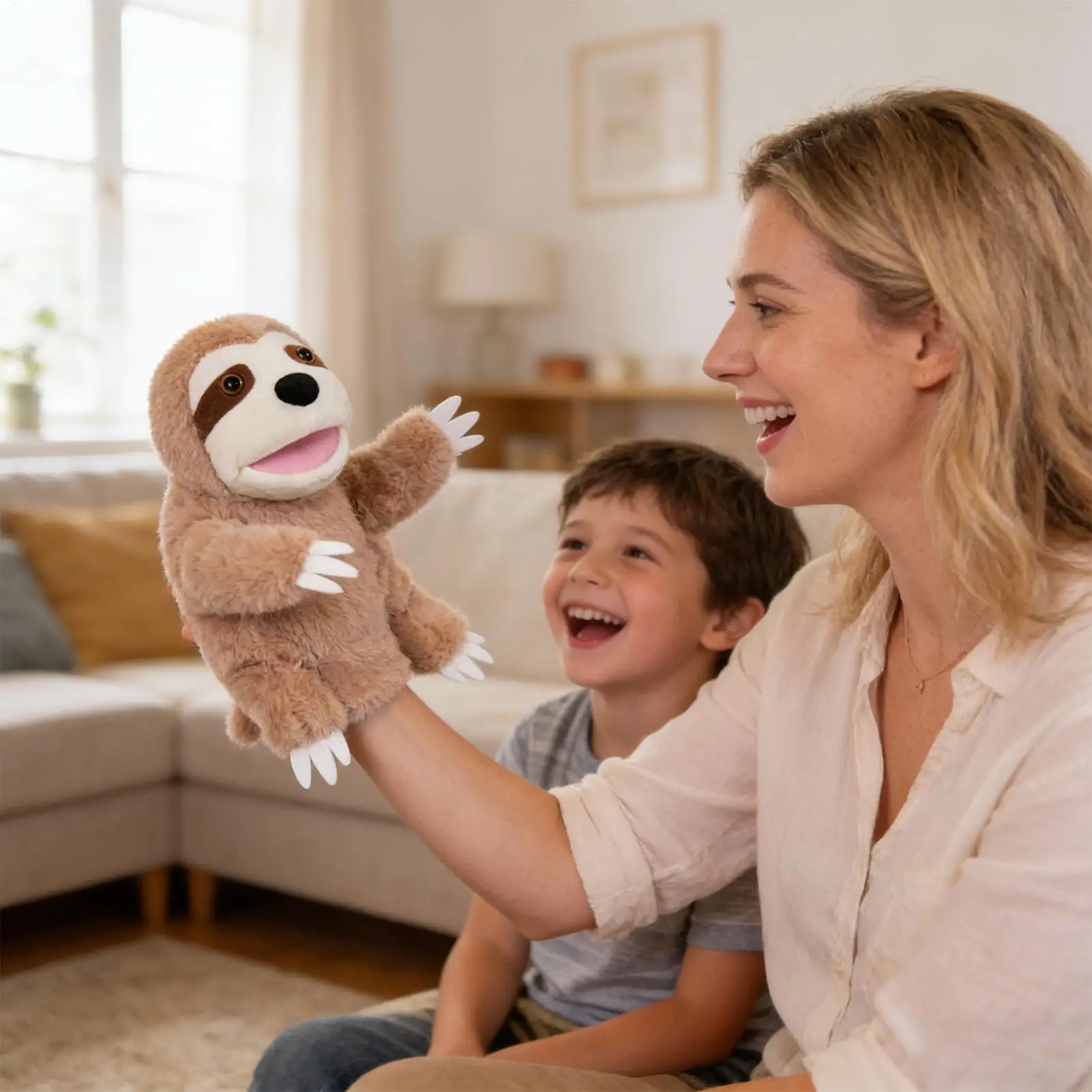 หุ่นมือสำหรับผู้ใหญ่ นุ่มน่ารัก ของเล่นเสริมพัฒนาการแบบอินเทอร์แอคทีฟ ตุ๊กตาสัตว์สำหรับเด็ก เด็กชาย เด็กหญิง ครอบครัว เพื่อน