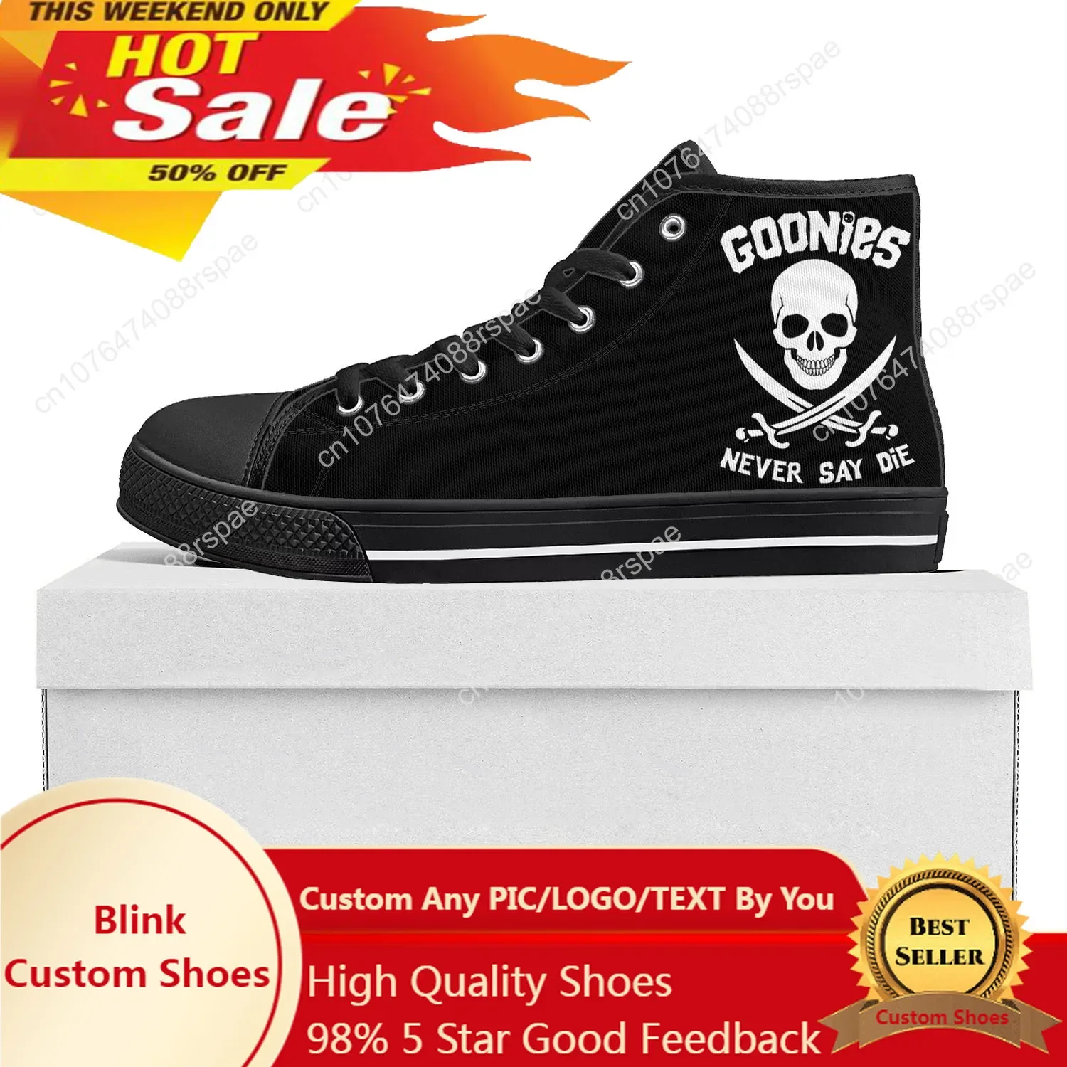 Goonies Nooit Zeggen Die Skull Pirate Rock Hoge Kwaliteit Sneakers Heren Dames Tiener Canvas Sneaker Paar Aangepaste Schoen