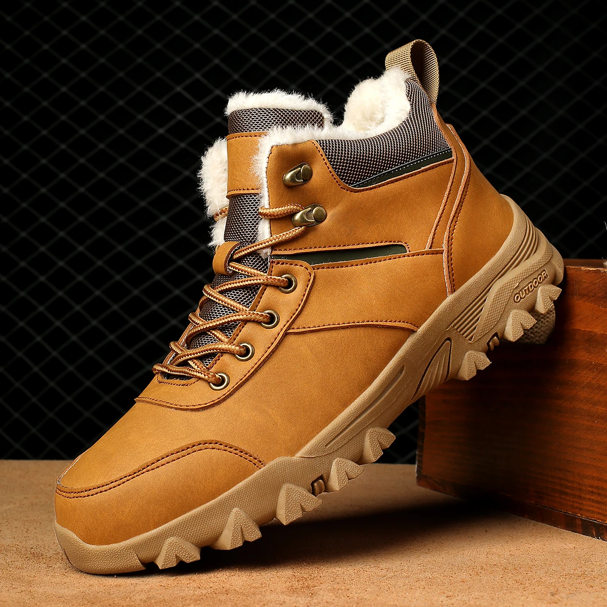 

Fashion men's outdoor hiking shoes hiking shoes plus velvet warm lace hiking outdoor comfortable non-slip platform casual shoes