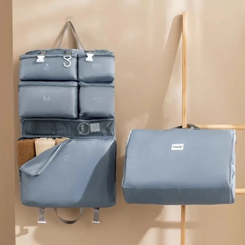 

Hanging Luggage Organizer Pouch Large Capacity Dustproof Suitcase Clothes Storage Bag with Handle Moisture-proof Packing Cubes