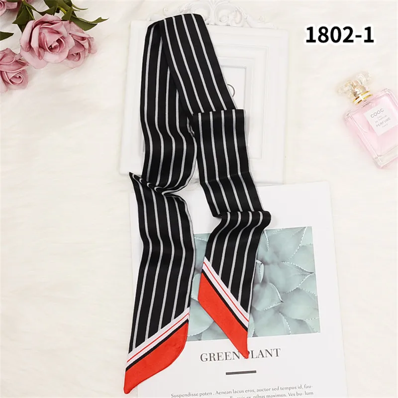 2024 New Dot And Striped Skinny Scarf Women Bag Silk Scarves Fashion Head Scarf Luxury Brand Wrist Towel For Ladies Head Band