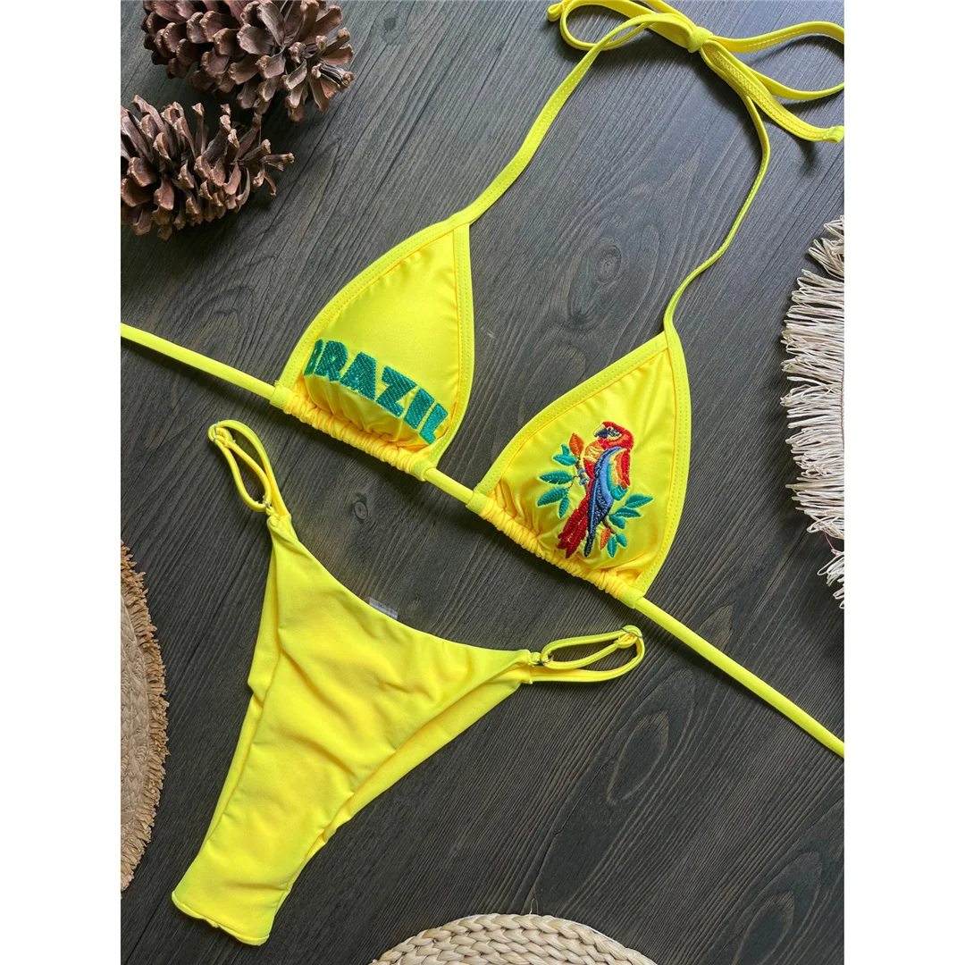 Brasilianischer Bikini mit Buchstabenmuster, Damen-Badeanzug, zweiteiliges Bikini-Set, gepolsterter Badeanzug, Badebekleidung, Modell V8352. – Detail 7