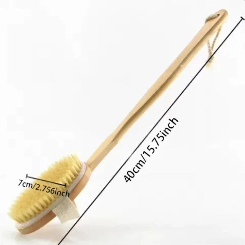 فرشاة خشبية منزلية ذات مقبض طويل، منتج تنظيف الظهر، فرشاة شعيرات ناعمة محمولة قابلة للفصل لتقشير البشرة #4