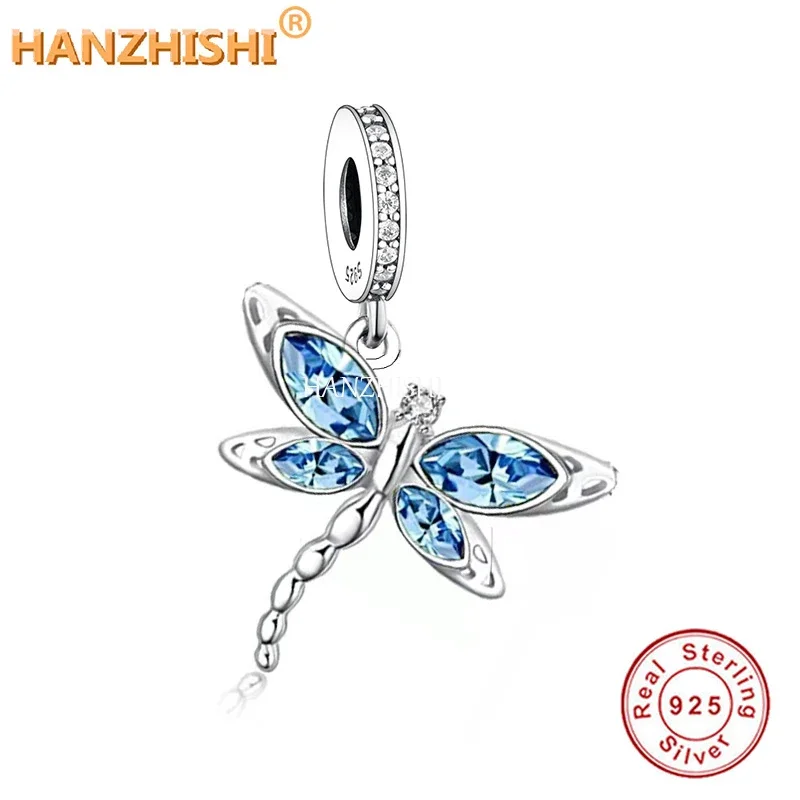 

Fashion Real 925 Sterling Silver Beautiful Dragonfly Dangle Charms Beads Fit Original Brand Bracelet Necklace Jewelry Gift