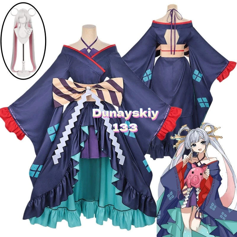 

Festival Anime Chou Kaguya hime Yachiyo Runami Cosplay Full Set For Women Girls Wig Kimono Coat Skirt Bow Tie Belt