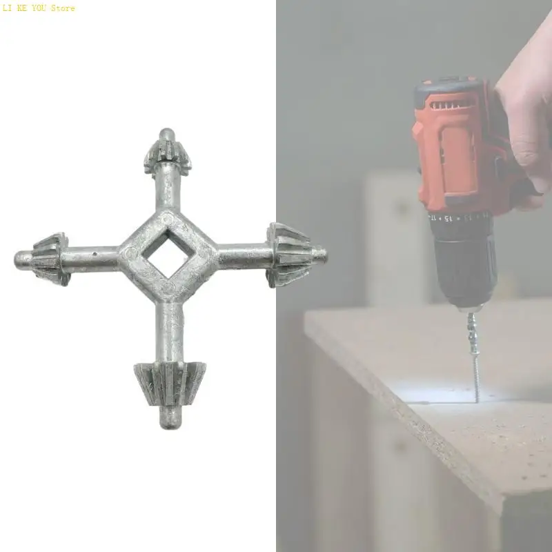 W3JE Functional Four Headed Tool Portable 4 in 1 Wrench Tool With Zinc Alloy Heads For Everyday Use