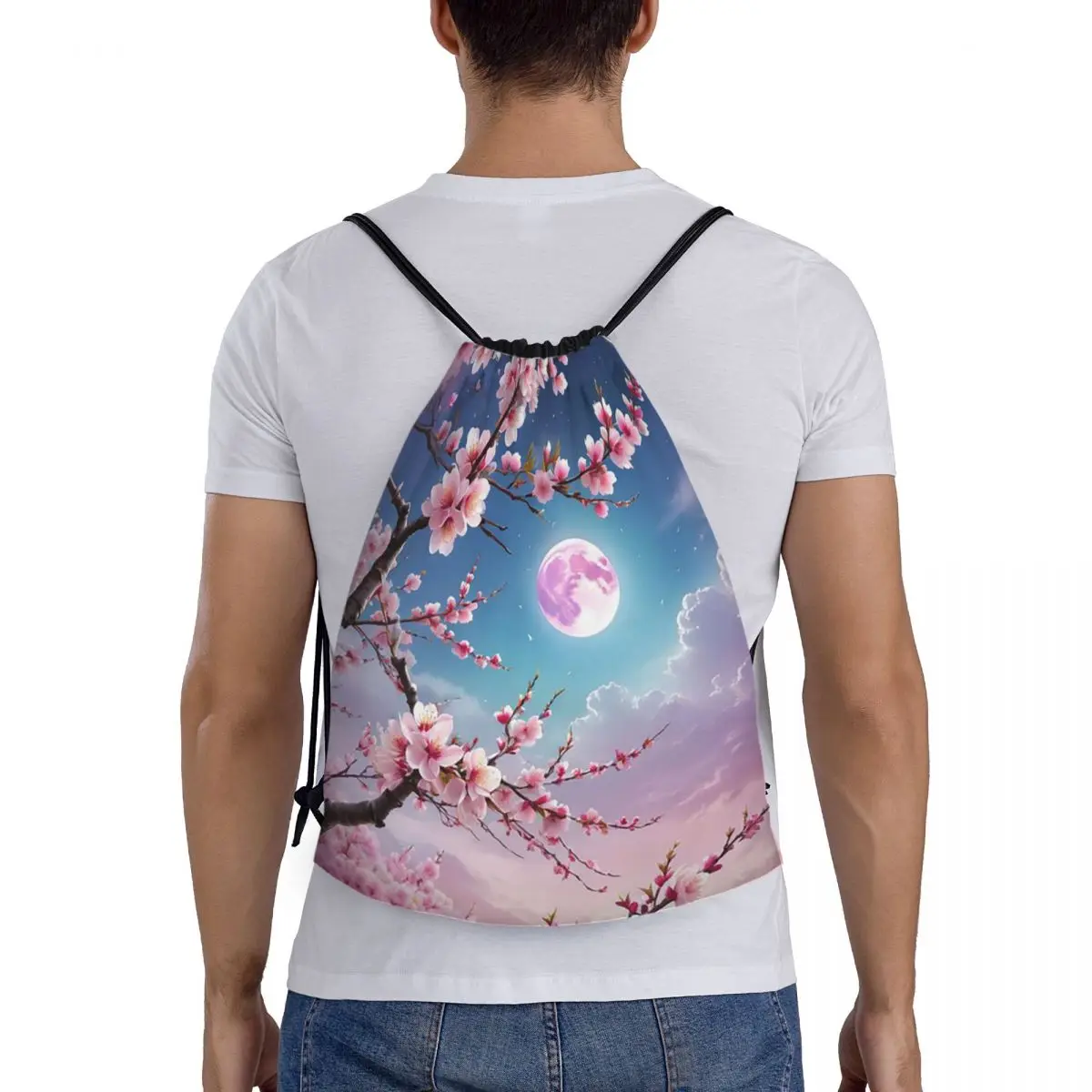 

Sakura Cherry Blossom Japanese Flowers Backpacks Fashion Drawstring Bags Sports Bag Book Bags for Man Woman School