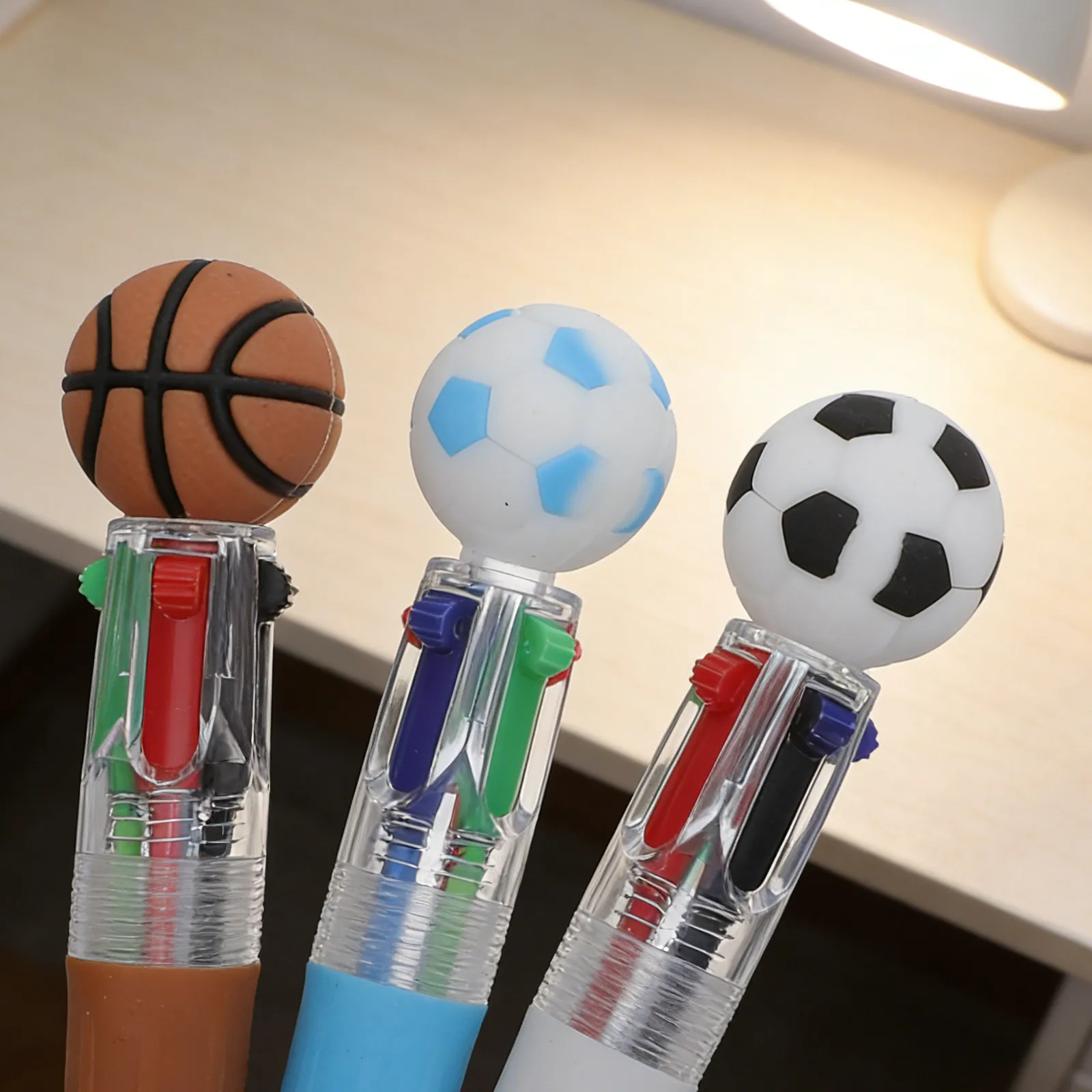 

12Pcs Soccer Ballpoint Pens Multicolor Football Shape Smooth Writing Sports Party Favors School Classroom Rewards Team Giveaway