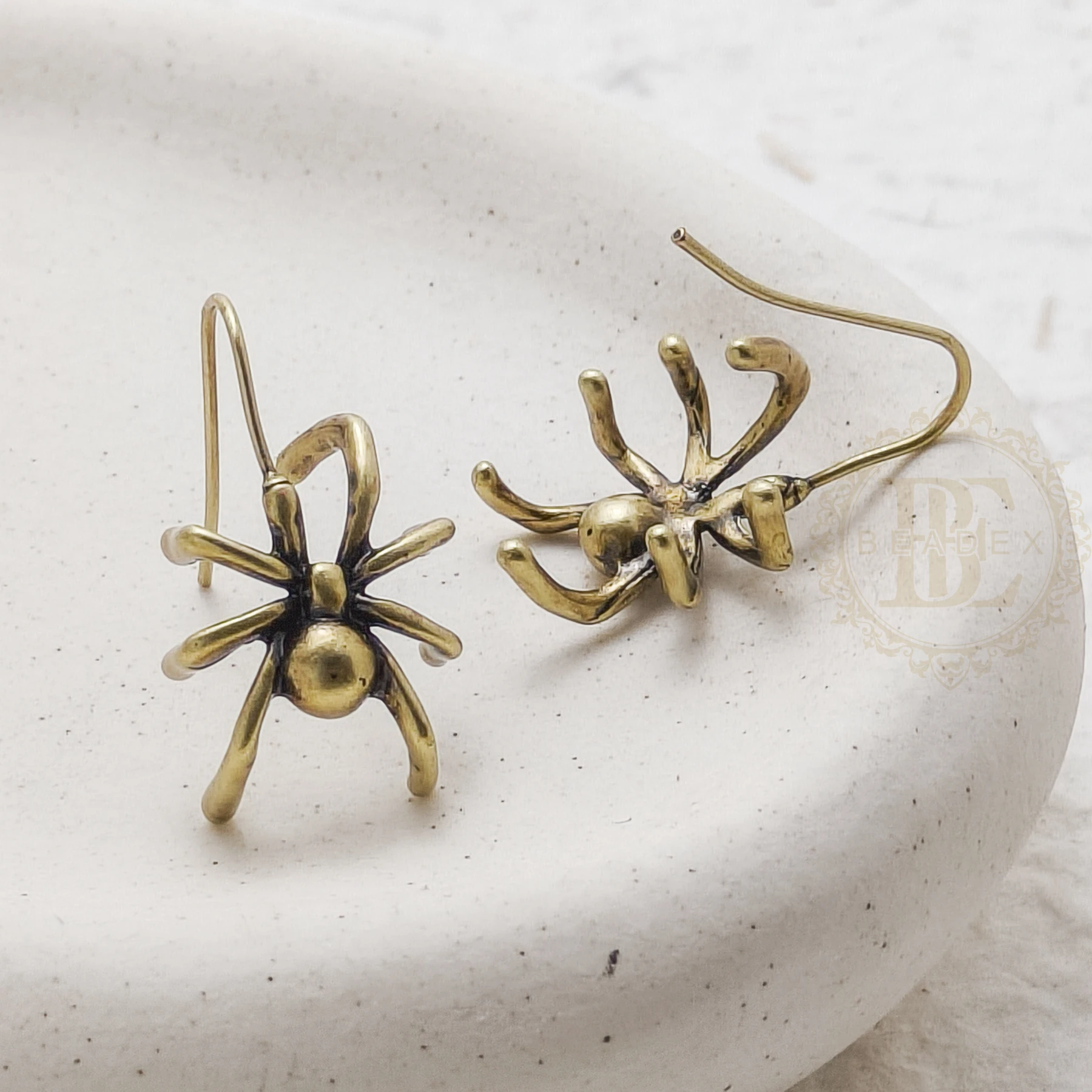 DIY Supply-2 Pieces (One Pair) Solid Brass Earring Post with Brass Pin - Spider 28x16mm (4923C-15) - view 5