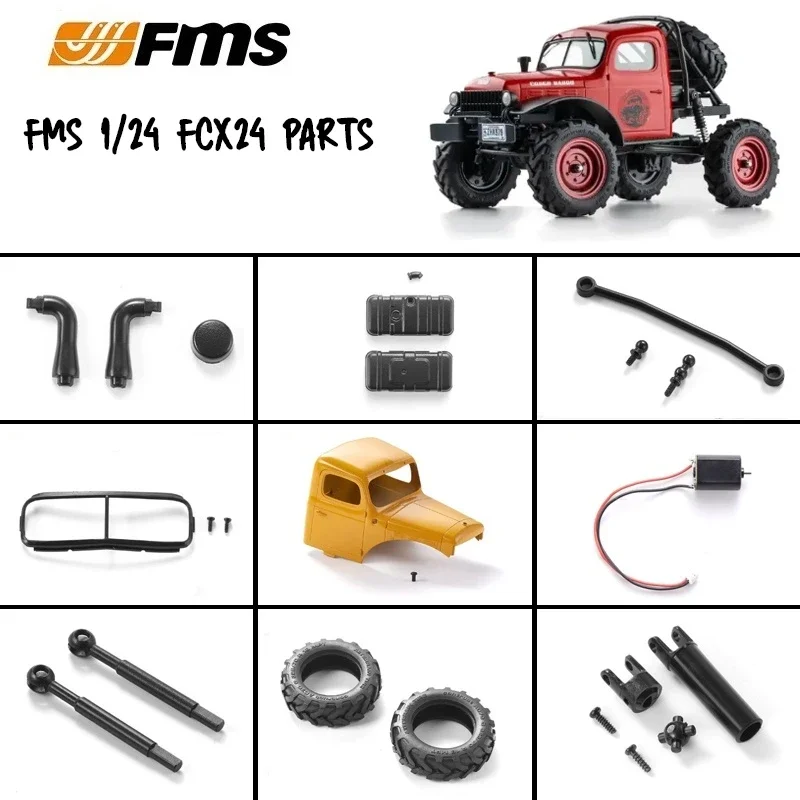 FMS 1/24 FCX24 Power Wagon  12401 2.4G 4WD RC Car Car Anti-collision Shock Absorber Door Bridge Steering Gear Parts