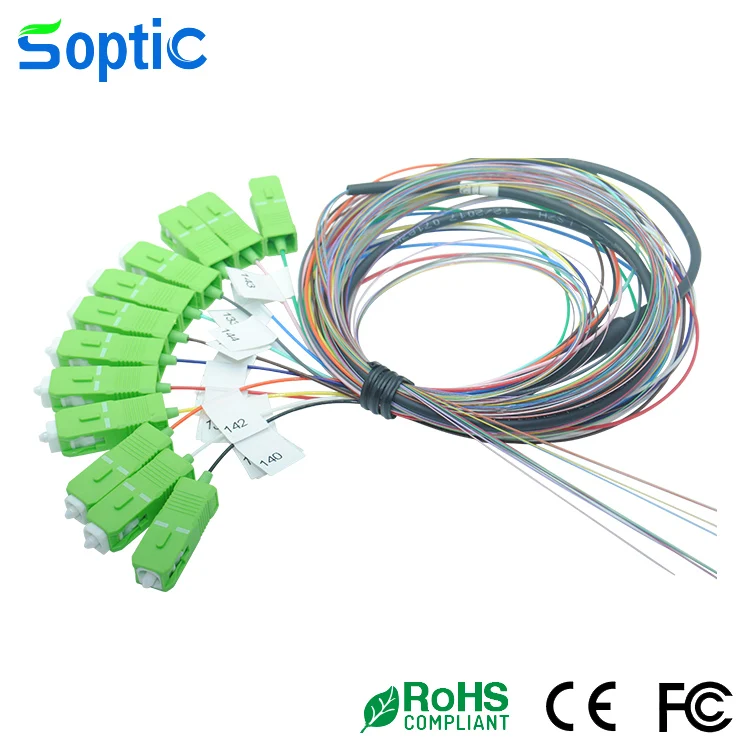 SC/APC Optical Fiber Pigtails 12 core 3M-0.9mm