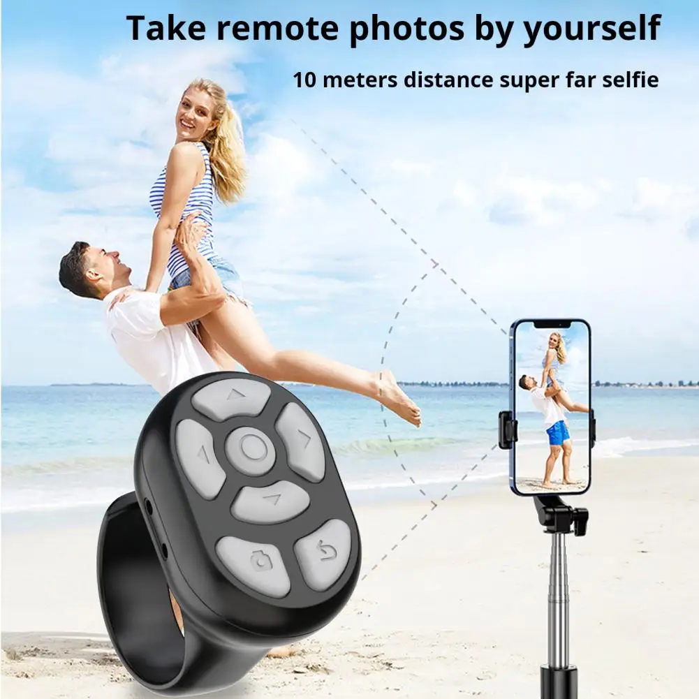 Wireless Finger Ring Remote Bluetooth-compatible Fingertip Remote Control Page Turner Remote Control Scrolling Ring For Selfie